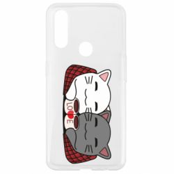 Чохол для Oppo A31 Сats with plaid and coffee - PrintSalon