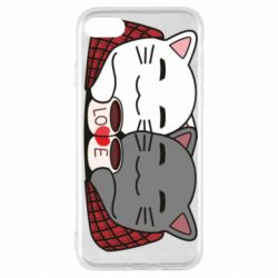 Чохол для iPhone SE 2020 Сats with plaid and coffee - PrintSalon