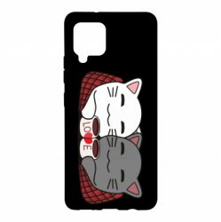 Чохол для Samsung A42 5G Сats with plaid and coffee - PrintSalon