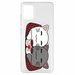 Чохол для Samsung A51 Сats with plaid and coffee - PrintSalon