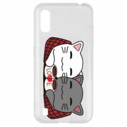 Чехол для Samsung A01/M01 Сats with plaid and coffee