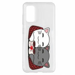 Чохол для Samsung S20 Сats with plaid and coffee - PrintSalon