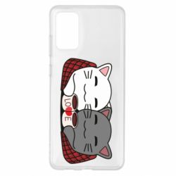 Чохол для Samsung S20+ Сats with plaid and coffee - PrintSalon