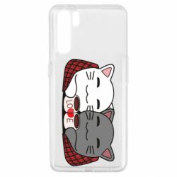 Чохол для Oppo A91 / Reno3Сats with plaid and coffee - PrintSalon