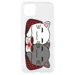 Чохол для Oppo A92sСats with plaid and coffee - PrintSalon