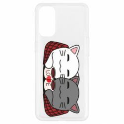 Чохол для Oppo Reno 4Сats with plaid and coffee - PrintSalon