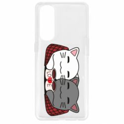 Чохол для Oppo Reno 4 Pro Сats with plaid and coffee - PrintSalon