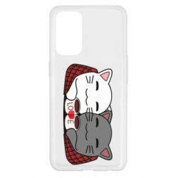 Чохол для Oppo Reno 5 4G Сats with plaid and coffee - PrintSalon