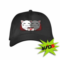 Дитяча кепка Сats with plaid and coffee - PrintSalon