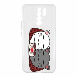 Чохол для Xiaomi Redmi 9 Сats with plaid and coffee - PrintSalon