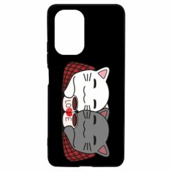 Чехол для Xiaomi Poco F3/K40 Сats with plaid and coffee