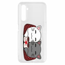 Чохол для Realme 6 Сats with plaid and coffee - PrintSalon