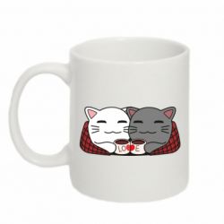 Чашка 320ml Сats with plaid and coffee
