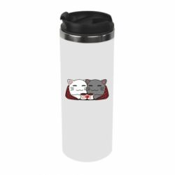 Термокружка Сats with plaid and coffee - PrintSalon