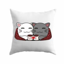 Подушка Сats with plaid and coffee - PrintSalon