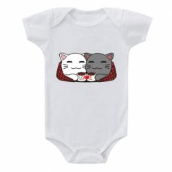 Дитячий бодік Сats with plaid and coffee - PrintSalon