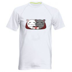 Чоловіча футболка для спорту Сats with plaid and coffee - PrintSalon