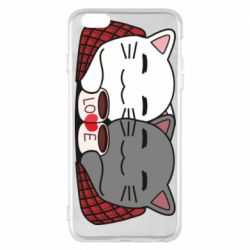 Чохол для iPhone 6 Plus/6S Plus Сats with plaid and coffee - PrintSalon