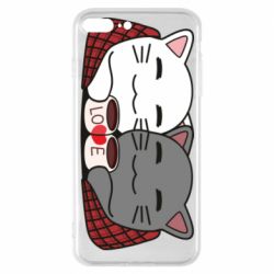 Чохол для iPhone 7 Plus Сats with plaid and coffee - PrintSalon