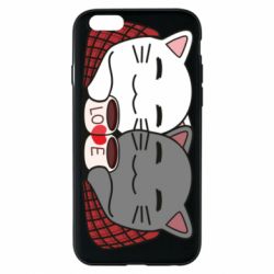 Чохол для iPhone 6/6S Сats with plaid and coffee - PrintSalon