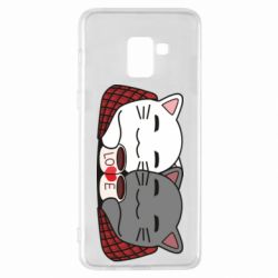 Чохол для Samsung A8+ 2018 Сats with plaid and coffee - PrintSalon