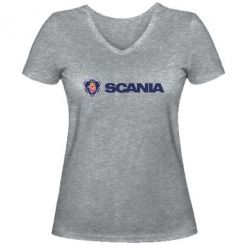 Женская футболка с V-образным вырезом Scania Logo - PrintSalon