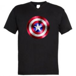 Мужская футболка  с V-образным вырезом Щит кэпа - PrintSalon