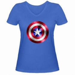 Женская футболка с V-образным вырезом Щит кэпа - PrintSalon