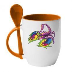 Чашка с ложкой Scorpion tattoo - PrintSalon