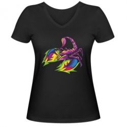 Женская футболка с V-образным вырезом Scorpion tattoo - PrintSalon