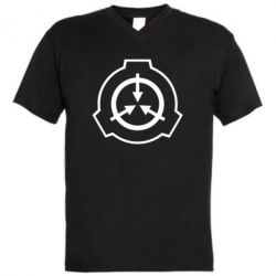 Мужская футболка  с V-образным вырезом SCP logo - PrintSalon