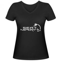 Женская футболка с V-образным вырезом SEAT SPORT - PrintSalon