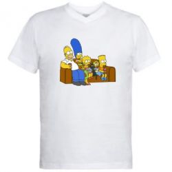 Мужская футболка  с V-образным вырезом Семейство Симпсонов - PrintSalon