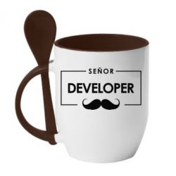 Чашка с ложкой Senor Developer - PrintSalon