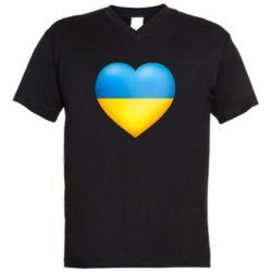 Мужская футболка  с V-образным вырезом Серце патріота - PrintSalon