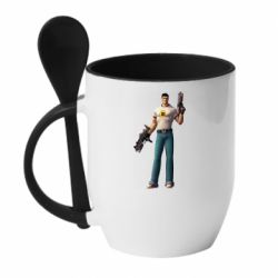 Чашка с ложкой Serious Sam with guns - PrintSalon