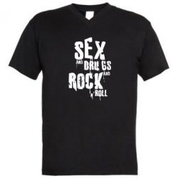 Чоловіча футболка з V-подібним вирізом Sex, drugs and rock n roll