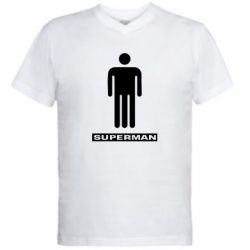 Мужская футболка  с V-образным вырезом Sex superman - PrintSalon