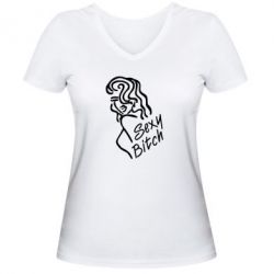 Женская футболка с V-образным вырезом Sexy Bitch - PrintSalon