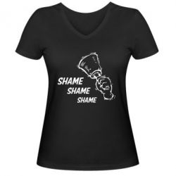 Жіноча футболка з V-подібним вирізом Shame Shame Shame - PrintSalon