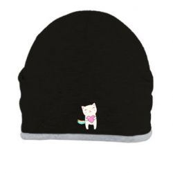 Шапка Cute cat with heart - PrintSalon