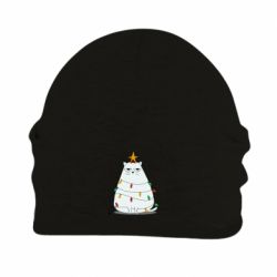 Шапка флисовая Cat and Christmas Lights