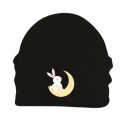 Шапка флисовая Cute rabbit on the moon - PrintSalon