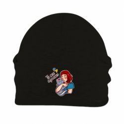 Шапка флисовая Девочка с котом - ты мое сердечко - PrintSalon