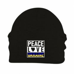 Шапка на флисе PEACE LOVE UKRAINE - PrintSalon
