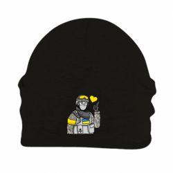 Шапка флисовая Военный с сердечком - PrintSalon