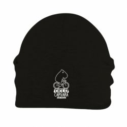 Шапка флисовая Капибара на велосипеде - PrintSalon