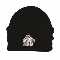 Шапка флисовая Месси целует кубок - PrintSalon