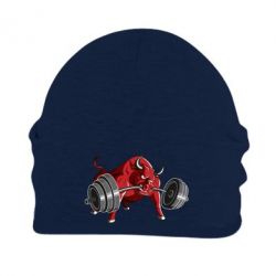 Шапка флисовая Bull with a barbell - PrintSalon