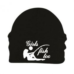 Шапка флисовая Девушки тоже рыбачат - PrintSalon